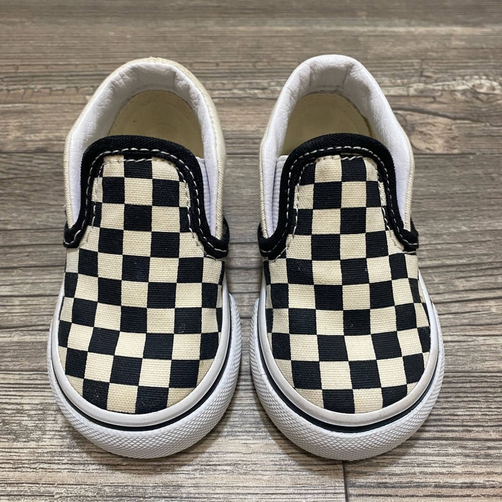 Vans checkered slip on toddler 3